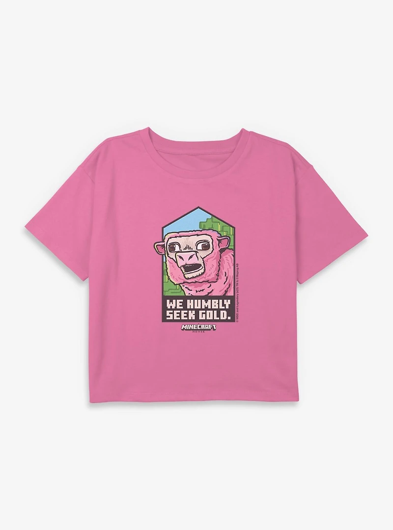 Minecraft Floof We Humbly Seek Gold Character Youth Girls Boxy Crop T-Shirt