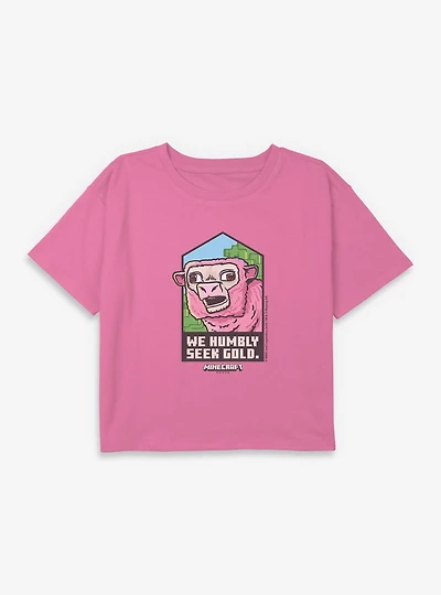 Minecraft Floof We Humbly Seek Gold Character Youth Girls Boxy Crop T-Shirt