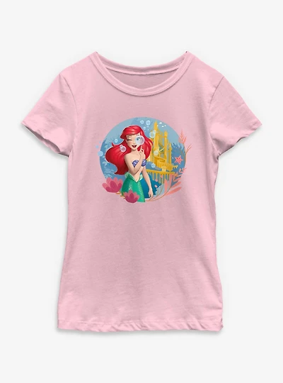 Disney The Little Mermaid Ariel Castle And Bubbles Youth Girls T-Shirt