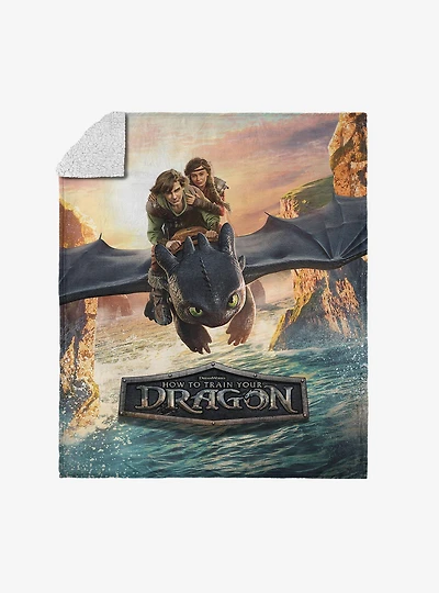 How to Train Your Dragon: Live Action Flight Above the Sea Silk Touch Sherpa Throw Blanket