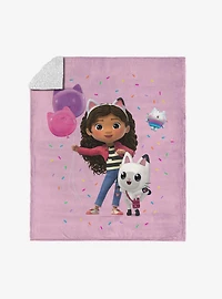 Gabby's Dollhouse Pink Party Time Silk Touch Sherpa Throw Blanket