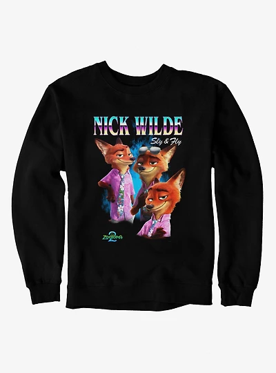 Disney Zootopia 2 Nick Wilde Collage Sweatshirt Hot Topic Exclusive