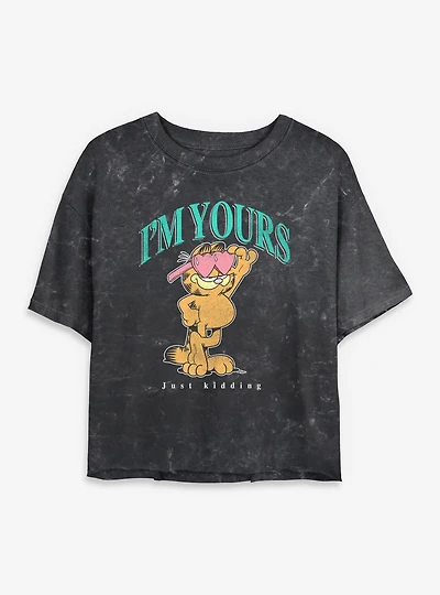 Garfield I'm Yours Womens Mineral Wash Crop T-Shirt
