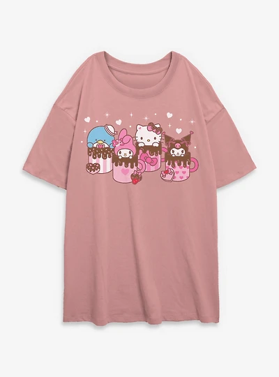 Sanrio Hello Kitty Mug Friends Womens Oversized T-Shirt