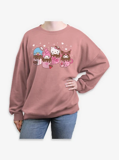 Sanrio Hello Kitty Mug Friends Womens Oversized Sweatshirt