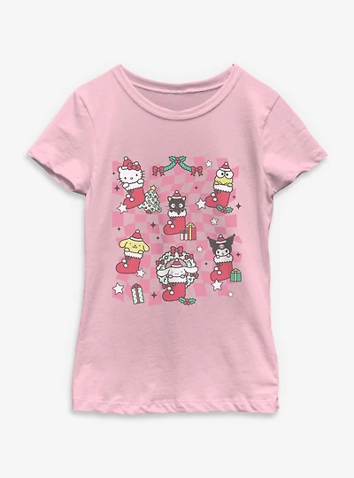 Sanrio Hello Kitty Stockings Collage Youth Girls T-Shirt
