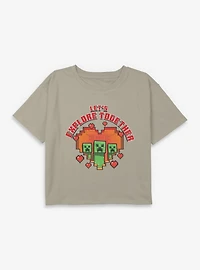 Minecraft Lovely Creeper Youth Girls Boxy Crop T-Shirt