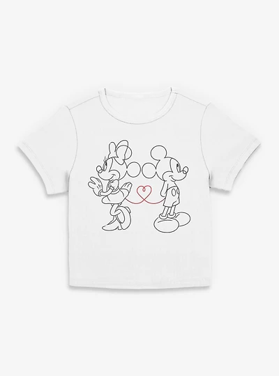 Disney Mickey Mouse & Minnie Outline Heart Womens Baby T-Shirt