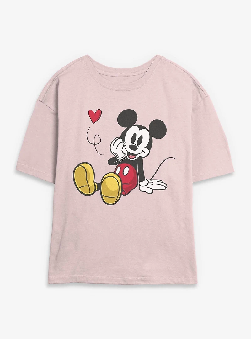 Disney Mickey Mouse Flying Heart Womens Skimmer T-Shirt