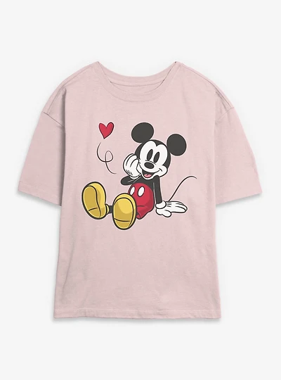 Disney Mickey Mouse Flying Heart Womens Skimmer T-Shirt