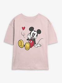 Disney Mickey Mouse Flying Heart Womens Skimmer T-Shirt