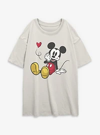 Disney Mickey Mouse Flying Heart Womens Oversized T-Shirt