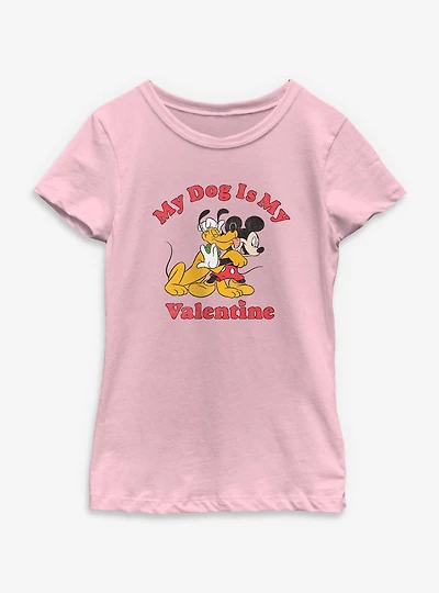 Disney Pluto & Mickey Mouse Valentine Youth Girls T-Shirt