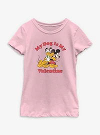 Disney Pluto & Mickey Mouse Valentine Youth Girls T-Shirt
