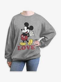 Disney Mickey Mouse Flowers Love Womens Oversized Sweatshirt