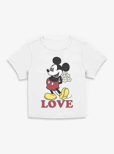 Disney Mickey Mouse Flowers Love Womens Baby T-Shirt