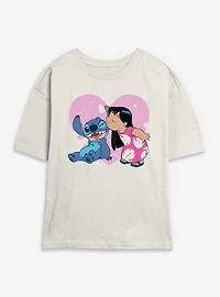 Disney Lilo & Stitch Valentine Kisses Womens Skimmer T-Shirt