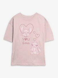Disney Lilo & Stitch And Angel Lovebug Womens Skimmer T-Shirt