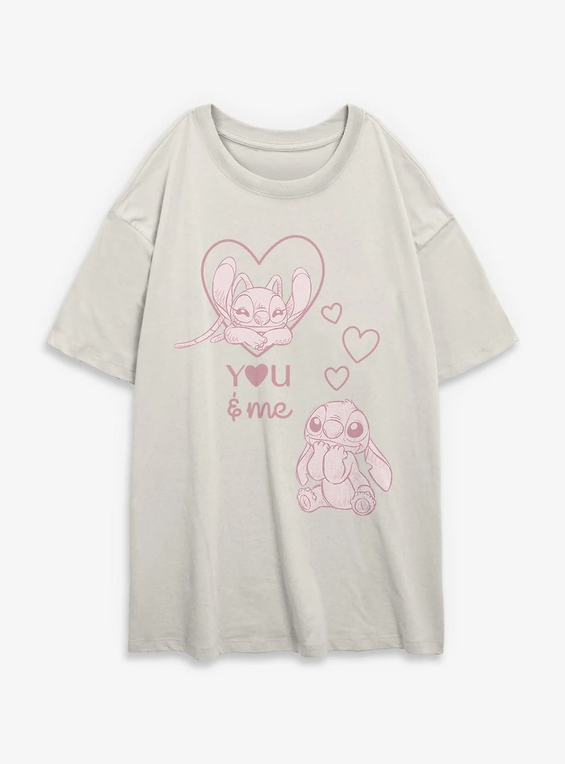 Disney Lilo & Stitch And Angel Lovebug Womens Oversized T-Shirt