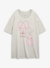Disney Lilo & Stitch And Angel Lovebug Womens Oversized T-Shirt