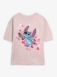 Disney Lilo & Stitch Hearts Womens Skimmer T-Shirt