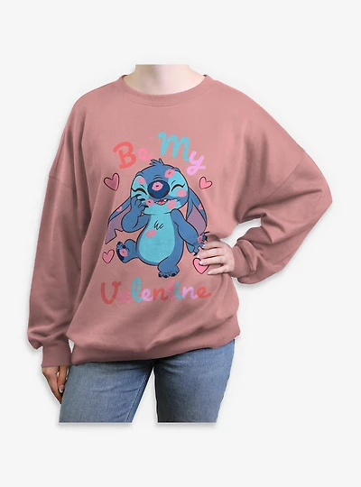 Disney Lilo & Stitch Be My Valentine Womens Oversized Sweatshirt