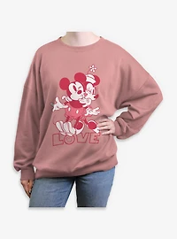 Disney Mickey Mouse & Minnie Kiss Love Womens Oversized Sweatshirt