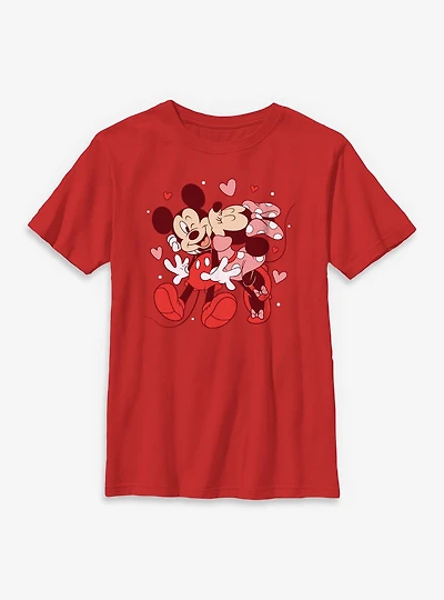 Disney Mickey Mouse & Minnie Valentine Kiss Youth T-Shirt