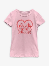 Disney Mickey Mouse & Minnie Sweetheart Date Night Youth Girls T-Shirt