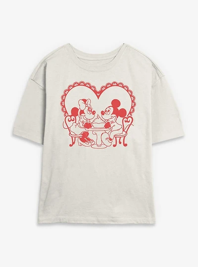 Disney Mickey Mouse & Minnie Sweetheart Date Night Womens Skimmer T-Shirt