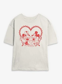 Disney Mickey Mouse & Minnie Sweetheart Date Night Womens Skimmer T-Shirt