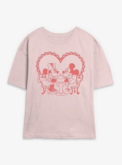 Disney Mickey Mouse & Minnie Sweetheart Date Night Womens Skimmer T-Shirt