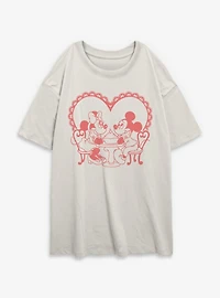 Disney Mickey Mouse & Minnie Sweetheart Date Night Womens Oversized T-Shirt