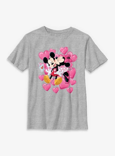 Disney Mickey Mouse & Minnie Valentine Hearts Youth T-Shirt