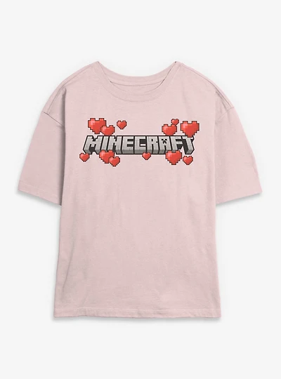 Minecraft Logo Hearts Womens Skimmer T-Shirt