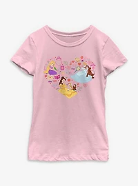 Disney Princesses & Pet Friends Heart Youth Girls T-Shirt