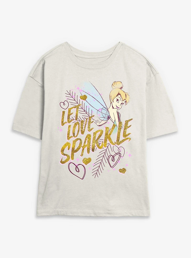 Disney Tinker Bell Let Love Sparkle Womens Skimmer T-Shirt