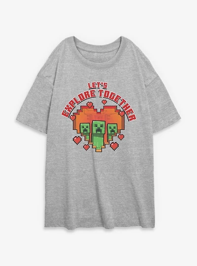 Minecraft Lovely Creeper Womens Oversized T-Shirt