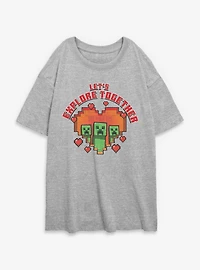 Minecraft Lovely Creeper Womens Oversized T-Shirt