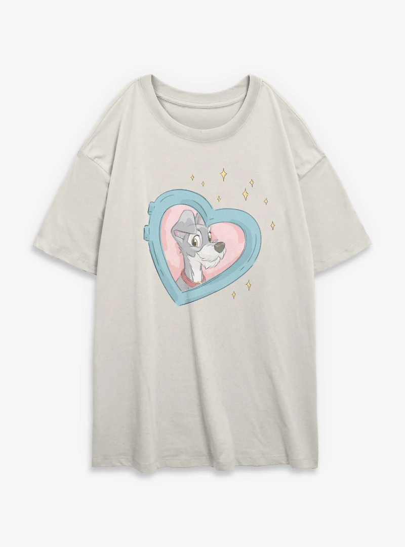 Disney Lady and the Tramp Heart Womens Oversized T-Shirt