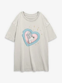 Disney Lady and the Tramp Heart Womens Oversized T-Shirt