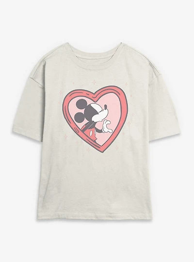 Disney Mickey Mouse Heart Locket Womens Skimmer T-Shirt