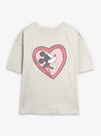 Disney Mickey Mouse Heart Locket Womens Skimmer T-Shirt