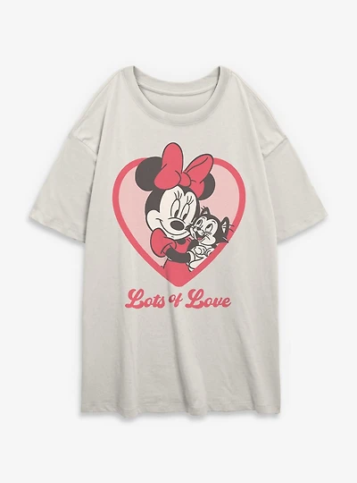 Disney Minnie Mouse Heart Love Womens Oversized T-Shirt