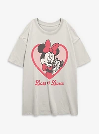 Disney Minnie Mouse Heart Love Womens Oversized T-Shirt