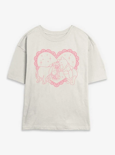 Disney Winnie The Pooh & Eeyore Heart For Womens Skimmer T-Shirt
