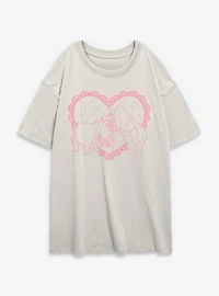 Disney Winnie The Pooh & Eeyore Heart For Womens Oversized T-Shirt