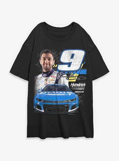 Hendrick Motorsports Checkered Ending Number Womens Oversized T-Shirt