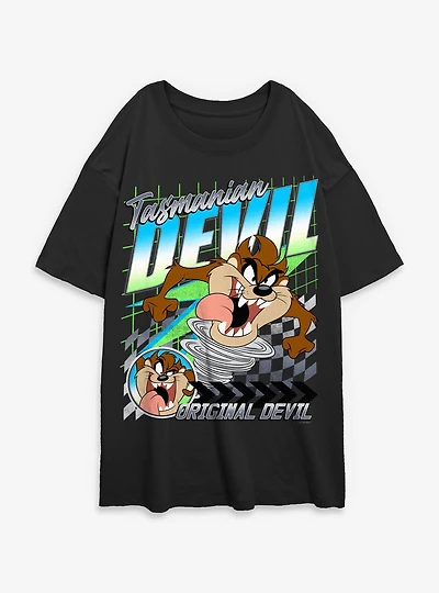 Looney Tunes Taz Racing Womens Oversized T-Shirt