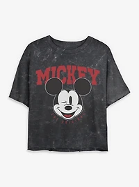 Disney Mickey Mouse Original Mineral Wash Womens Crop T-Shirt